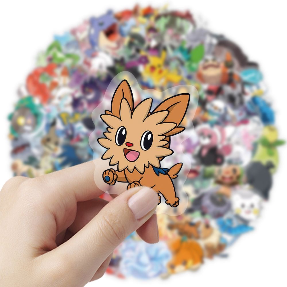 Laptop Accessories Toy - สติ๊กเกอร์โปเกมอน 100 ชิ้น ลายการ์ตูนน่ารัก โปร่งใส กันน้ำ