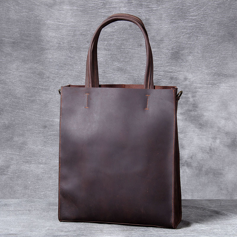 Laptop Accessories Box - Vintage ของแท้หนังผู้ชาย Tote กระเป๋า Crazy Horse