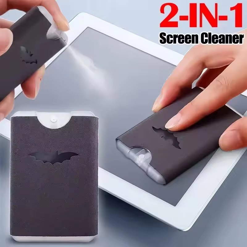 Screen Cleaning Kit - ชุดขวดสเปรย์ทำความสะอาดหน้าจอไมโครไฟเบอร์ 2in1 สำหรับมือถือ (ไม่มีของเหลว) ผ้าเช็ดทำความสะอาดโทรศัพท์ ไอแพด