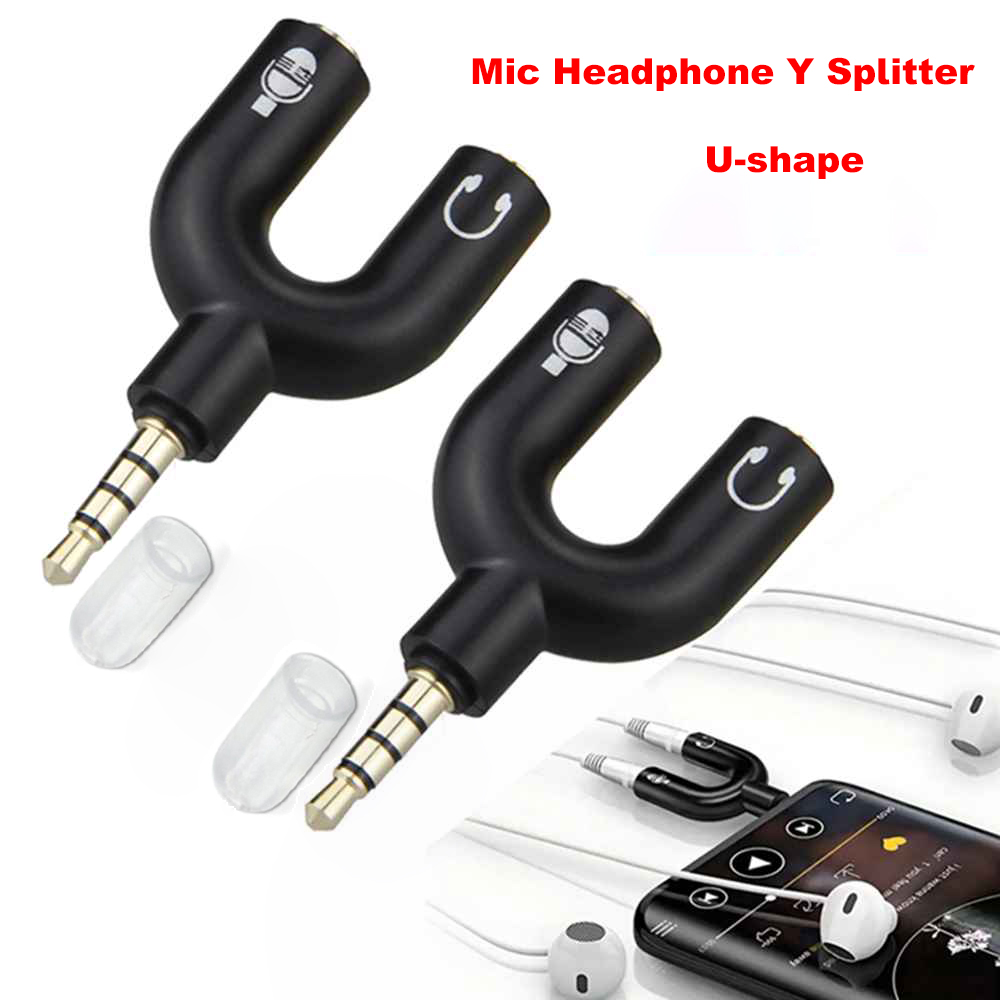 Laptop Accessories Headphones - 3.5 มม.หูฟัง Mic Splitter Adapter U-รูปสเตอริโอ