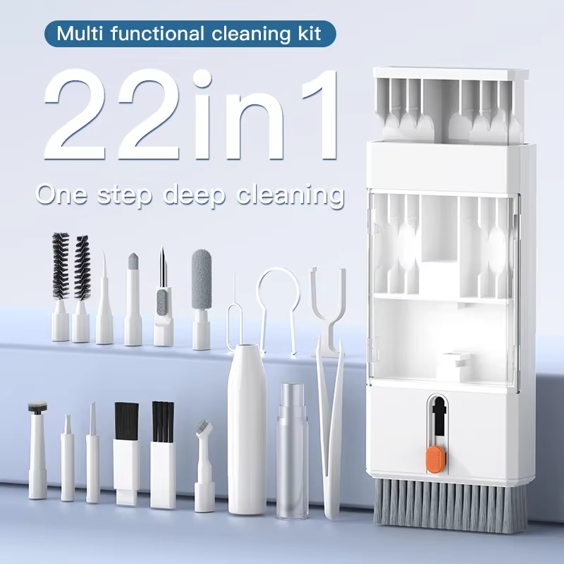 Screen Cleaning Kit - ชุดทําความสะอาดคีย์บอร์ดโทรศัพท์ 22-in-1 น้ํายาทําความสะอาดแล็ปท็อป เครื่องมือแปรงทําความสะอาดหน้าจอคอมพิวเตอร์ ชุดทําความสะอาดอิเล็กทรอนิกส์พีซีมัลติฟังก์ชั่น