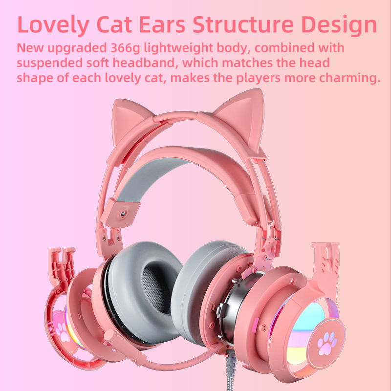 Laptop Accessories Headphones - ชุดหูฟังสำหรับเล่นเกมสีชมพูสำหรับพีซี, PS4, PS5, แล็ปท็อป 3.5 มม.