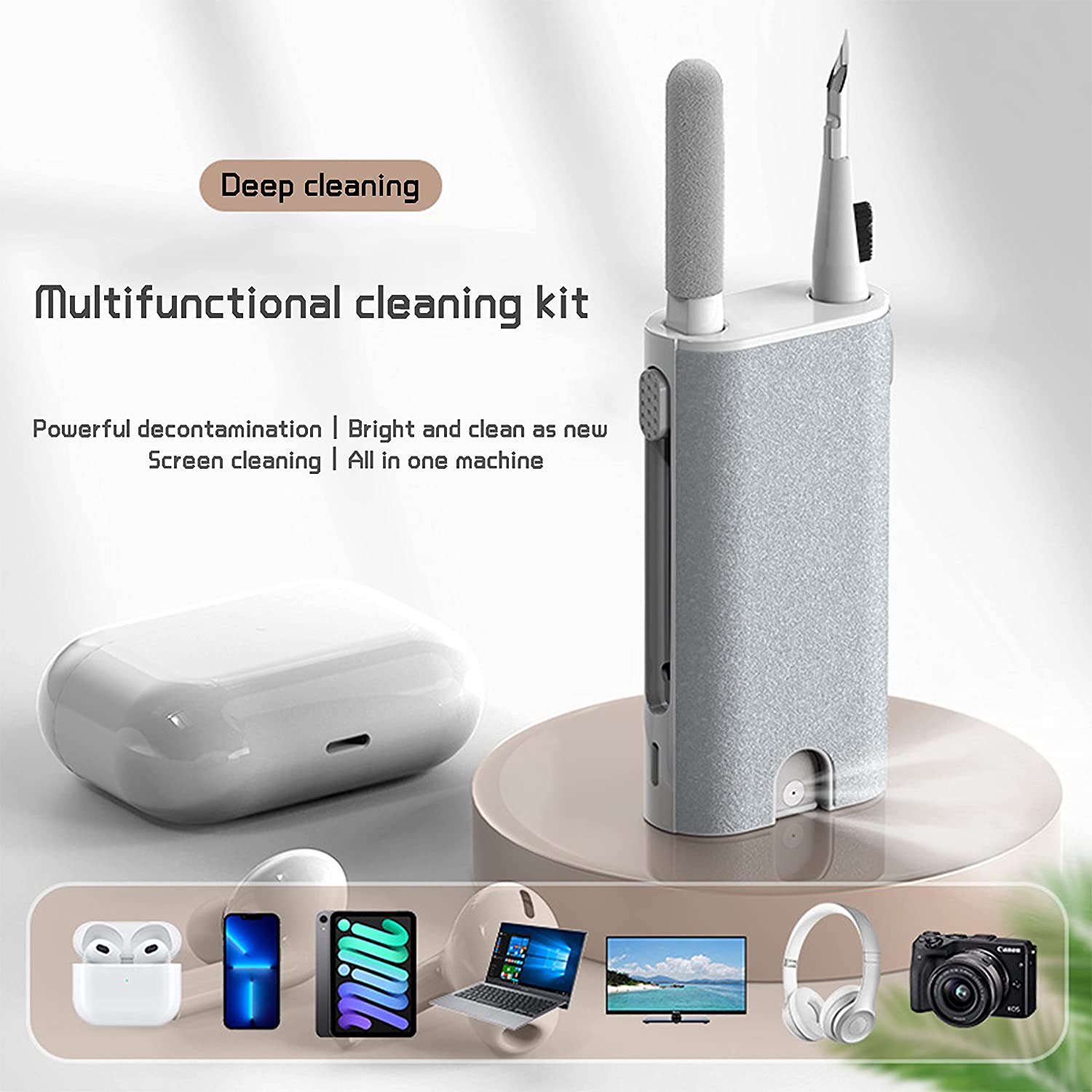 Screen Cleaning Kit - 5 in 1 หูฟังชุดแปรงทําความสะอาดกล้องโทรศัพท์แท็บเล็ตแล็ปท็อปทีวีเครื่องมือทําความสะอาดหน้าจอชุดหูฟังทําความสะอาดปากกาสําหรับ Airpod Pro