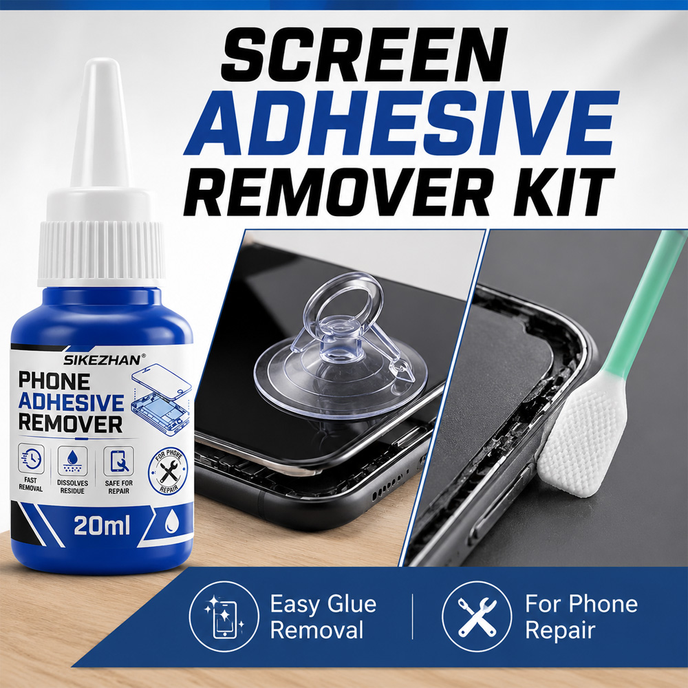 Screen Cleaning Kit - ชุดเครื่องมือถอดกาวหน้าจอโทรศัพท์มือถือแบบมืออาชีพ ละลายกาวตกค้างได้อย่างรวดเร็ว อุปกรณ์ทำความสะอาดสำหรับงานซ่อมโทรศัพท์มือถือ