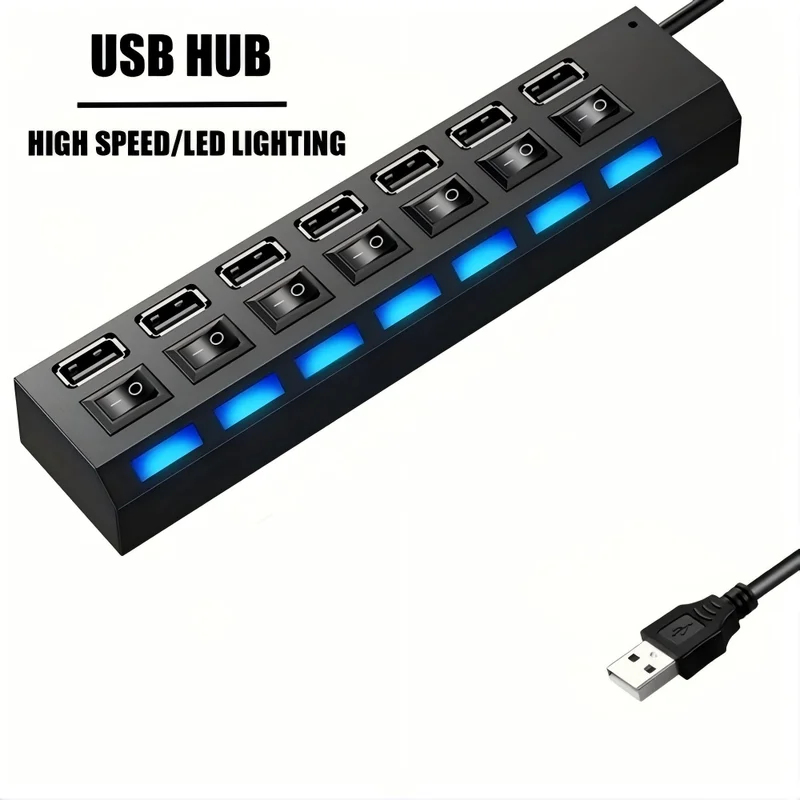 Laptop Accessories Hub - ฮับ USB 2.0 7 พอร์ต พร้อมไฟ