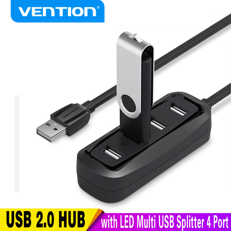 Laptop Accessories Hub - Vention ฮับ2.0 USB 4พอร์ตพร้อมตัวแยก USB LED