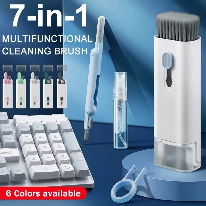 Screen Cleaning Kit - ชุดแปรงทำความสะอาดคีย์บอร์ดคอมพิวเตอร์ 7 in 1 พร้อมปากกาทำความสะอาดหูฟัง สำหรับทำความสะอาดชุดหูฟัง