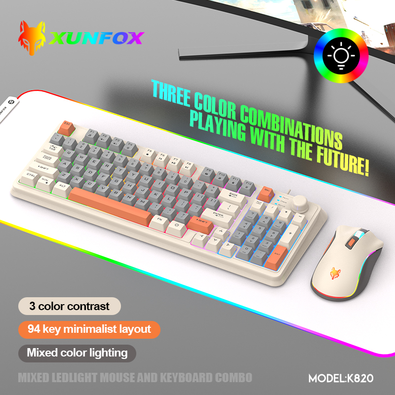 Laptop Accessories Women - K820 USB เกมคีย์บอร์ดเมาส์ชุด Illuminated Desktop/แล็ปท็อปโฮมออฟฟิศหญิงชายคีย์บอร์ด