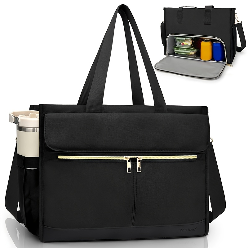 Laptop Accessories Box - กระเป๋าใส่อาหารกลางวันอ็อกซ์ฟอร์ดสำหรับผู้หญิง, ช่องใส่แล็ปท็อป, กระเป๋าหุ้มฉนวนขนาดใหญ่พร้อมช่องด้านข้างสำหรับพยาบาล, ครู, กิจกรรมกลางแจ้ง