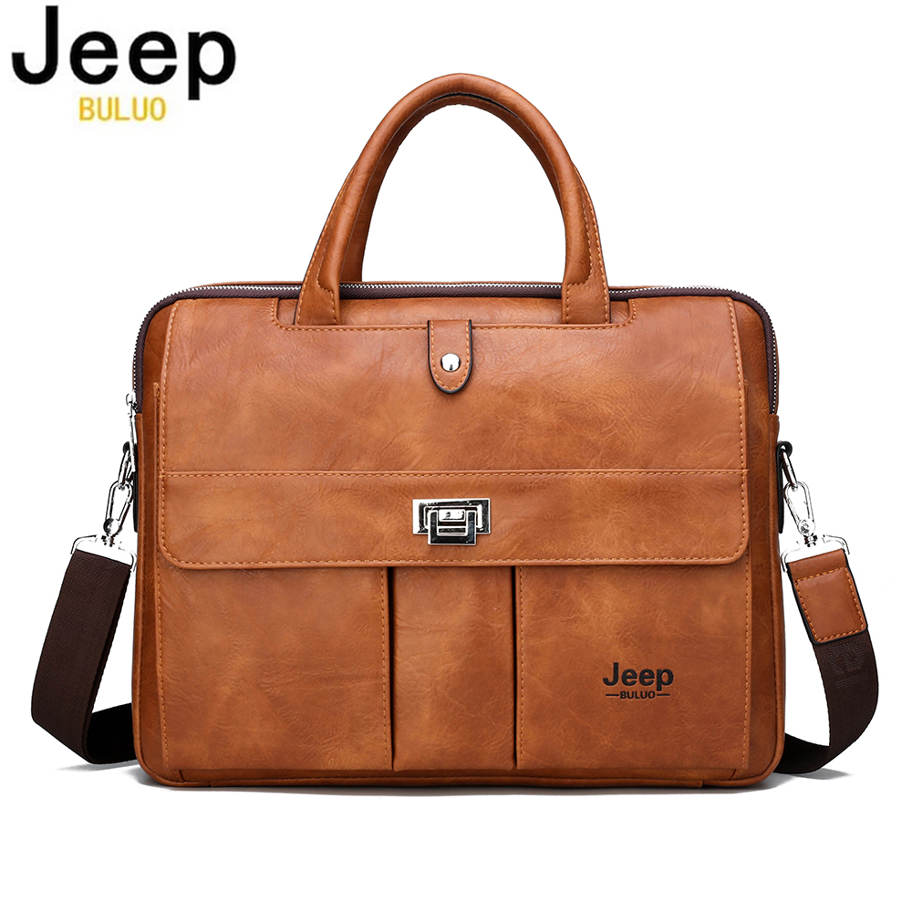 Laptop Accessories Box - กระเป๋าเอกสารหนังสำหรับผู้ชาย Jeep Buluo ขนาด 14 นิ้ว