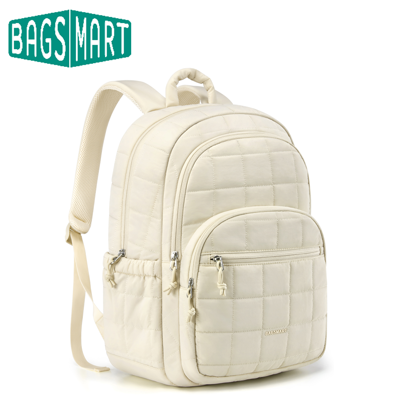 Laptop Accessories Women - BAGSMART กระเป๋าแล็ปท็อปกระเป๋าเป้สะพายหลังลำลองสำหรับวิทยาลัยสำหรับผู้หญิงกระเป๋าใส่คอมพิวเตอร์ขนาดเล็กแบบควิลท์กันน้ำ 15.6 นิ้วกระเป๋าโน๊ตบุ๊ค