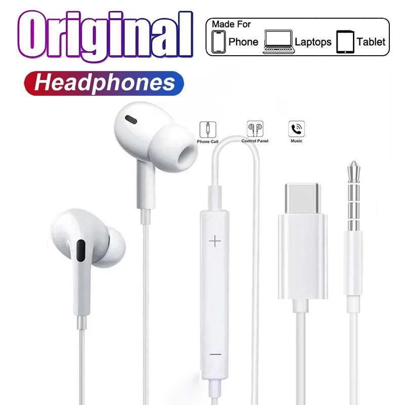 Laptop Accessories Headphones - หูฟังอินเอียร์ของแท้สำหรับ Xiaomi, Samsung, Huawei, iPhone Plus,
