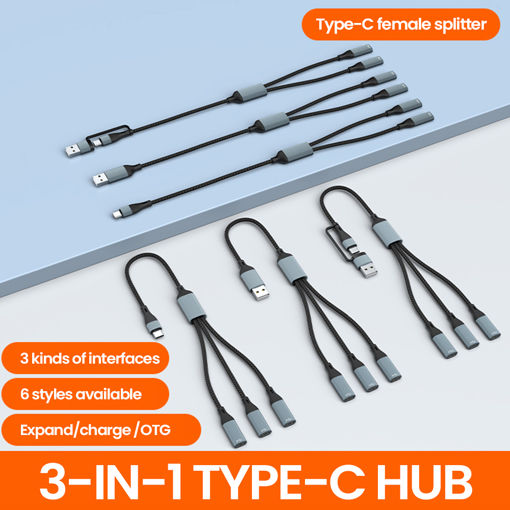 3 ใน 1 ประเภท C Hub USB Hub US - Laptop Accessories Hub บทวิจารณ์และราคา