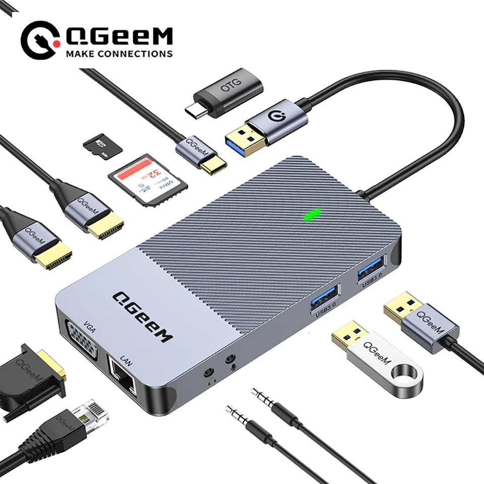QGeeM USB 3.0 Docking Station, - Laptop Accessories Hub บทวิจารณ์และราคา